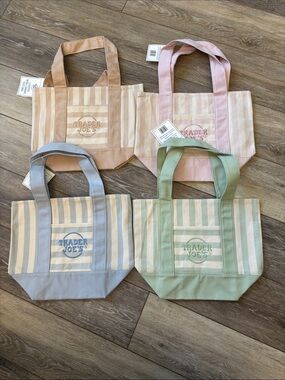 NWT -Trader Joe’s Pastel Stripe Canvas Tote - Sage, Pink, Tan, Blue Assortment